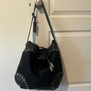 Black Leather Studded Shoulder Bag